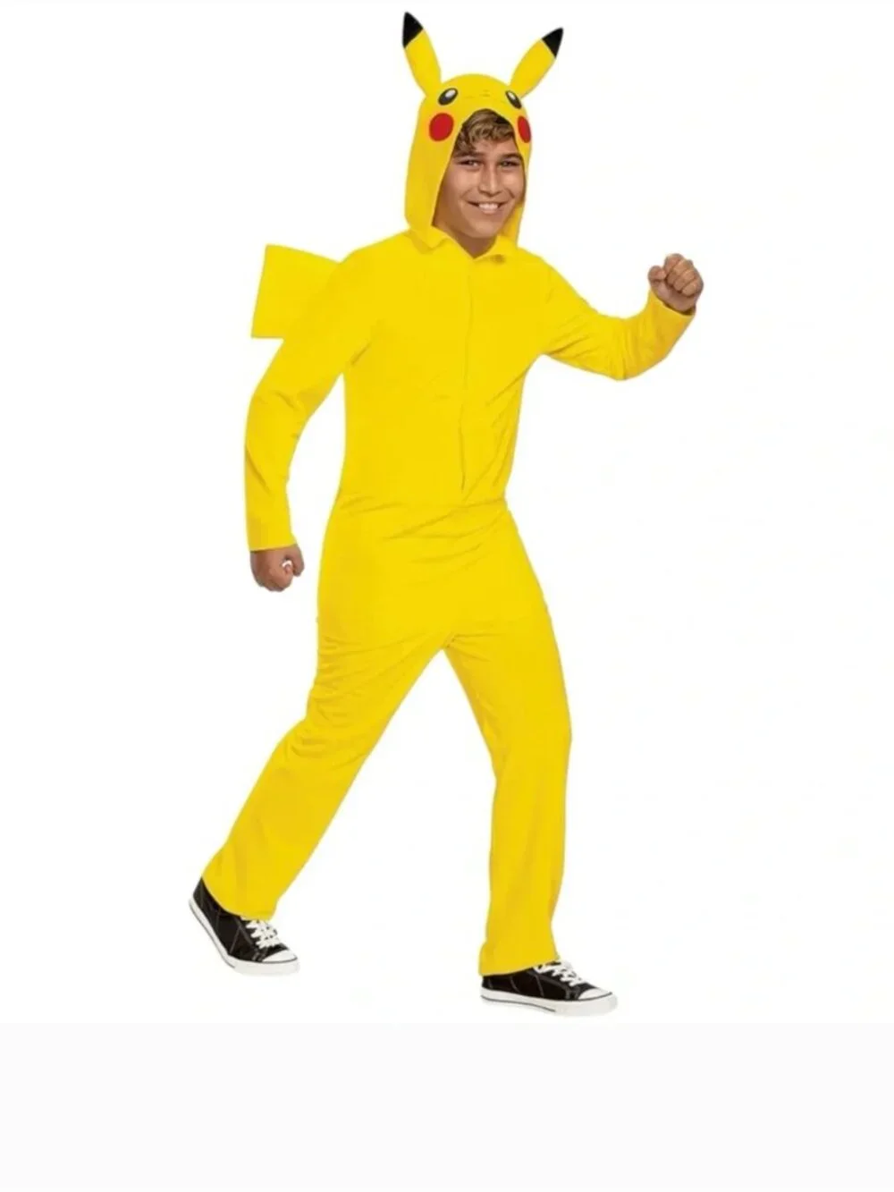 Pokemon Pikachu Halloween Costume 7/8 Yellow Classic Hooded Jumpsuit Unisex Kids